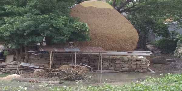 শাল্লার চয়ন চৌধুরীর বাড়িতে সরকারি ব্লক দিয়ে বাড়ির প্রতিরক্ষা দেয়াল নির্মাণ! - Sunamganj Journal